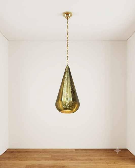 Moroccan Oval Brass Pendant Light