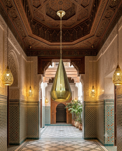 Moroccan Oval Brass Pendant Light