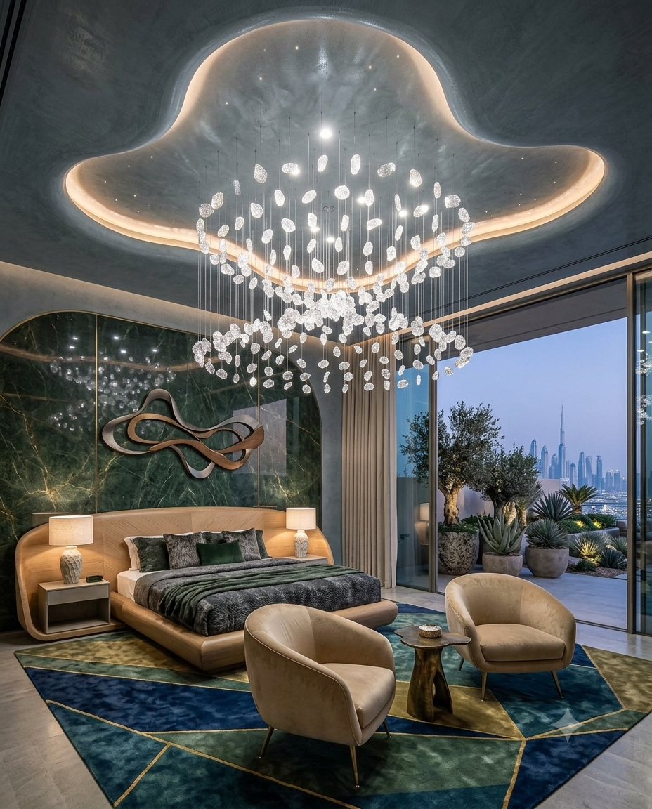 Custom 1.5M Multi-Tier White Stone Bowl Chandelier | Luxury Round Pendant