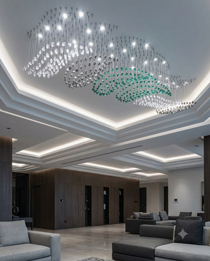 3M Luxury Custom 6-Layer Multicolor Crystal Chandelier - Crescent Moon Wave Light