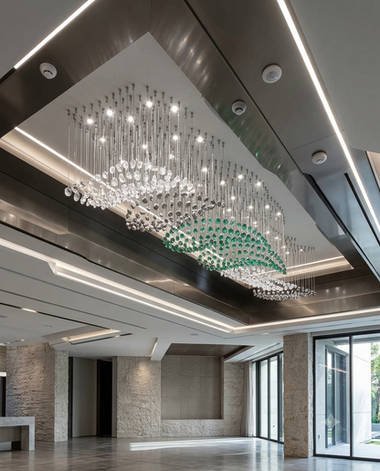 3M Luxury Custom 6-Layer Multicolor Crystal Chandelier - Crescent Moon Wave Light