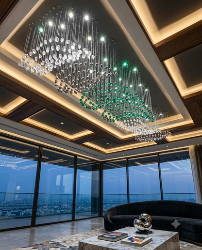 3M Luxury Custom 6-Layer Multicolor Crystal Chandelier - Crescent Moon Wave Light