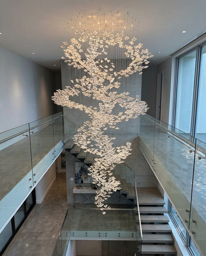 Vortex Shape Custom Clear Glass Chandelier – 5-Meter Multi-Story Lighting