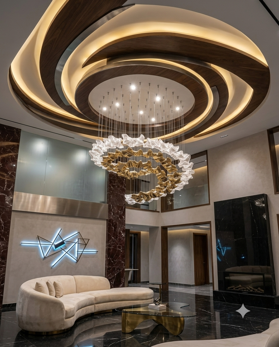 Luxury Custom Ring Glass Chandelier – Modern Gold & Clear Statement Lighting