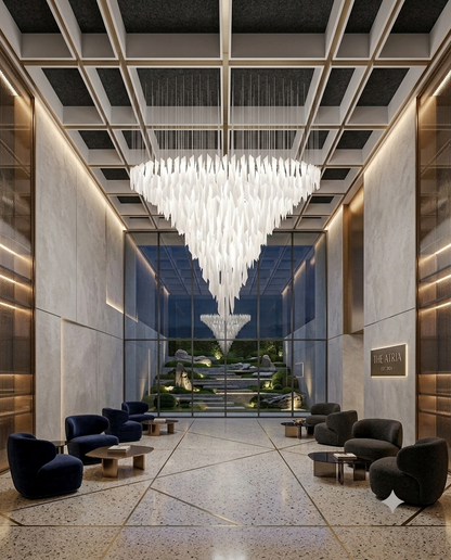 Custom Ice Glass Chandelier – 2m Grand Ceiling Light for High Ceilings