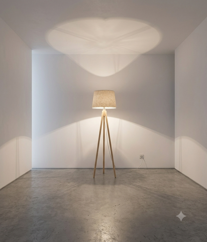 Modern Wooden Tripod Floor Lamp with Fabric Shade – E27 Base Standard Reading & Bedroom Light