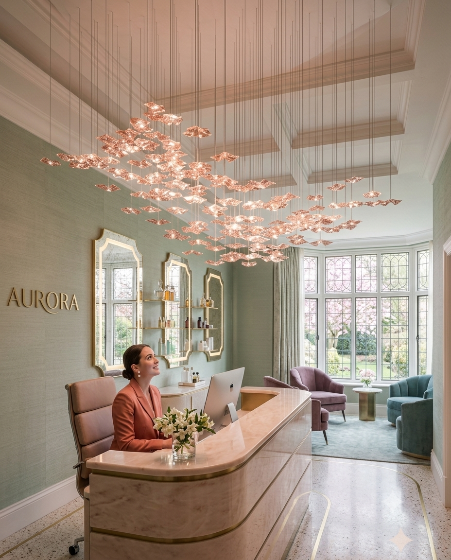 Custom Pink Leaf Glass Chandelier | Modern Luxury Pendant Light for Salon & Parlor