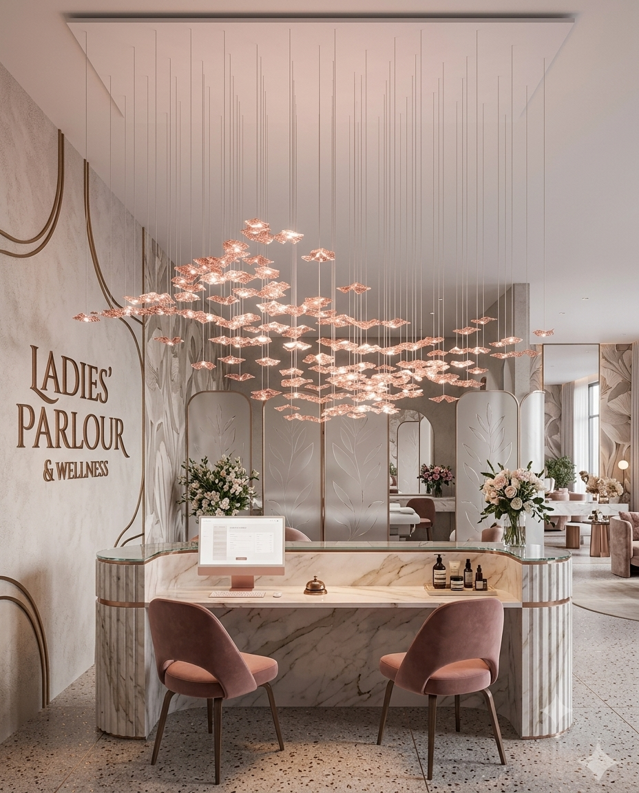 Custom Pink Leaf Glass Chandelier | Modern Luxury Pendant Light for Salon & Parlor