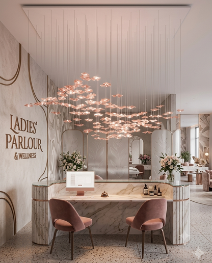 Custom Pink Leaf Glass Chandelier | Modern Luxury Pendant Light for Salon & Parlor