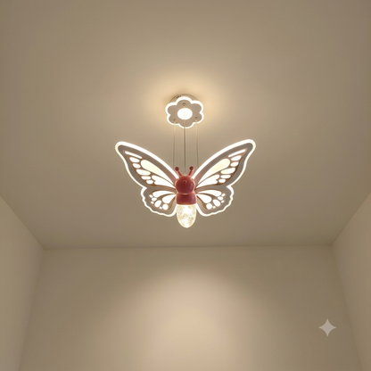 LED Butterfly Pendant Light for Kids Room & Nursery – Modern Pink Ceiling Hanging Lamp