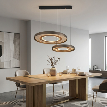 Modern 2-Layer LED Pendant Light – Dimmable 3-Color Ring Chandelier with Remote Control (60cm+40cm)