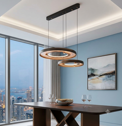 Modern 2-Layer LED Pendant Light – Dimmable 3-Color Ring Chandelier with Remote Control (60cm+40cm)
