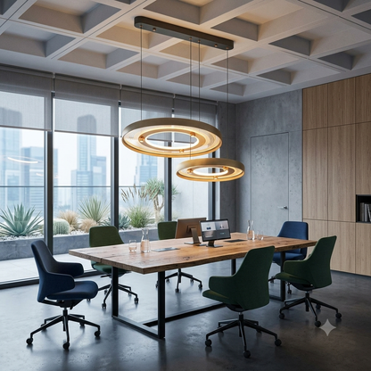 Modern 2-Layer LED Pendant Light – Dimmable 3-Color Ring Chandelier with Remote Control (60cm+40cm)