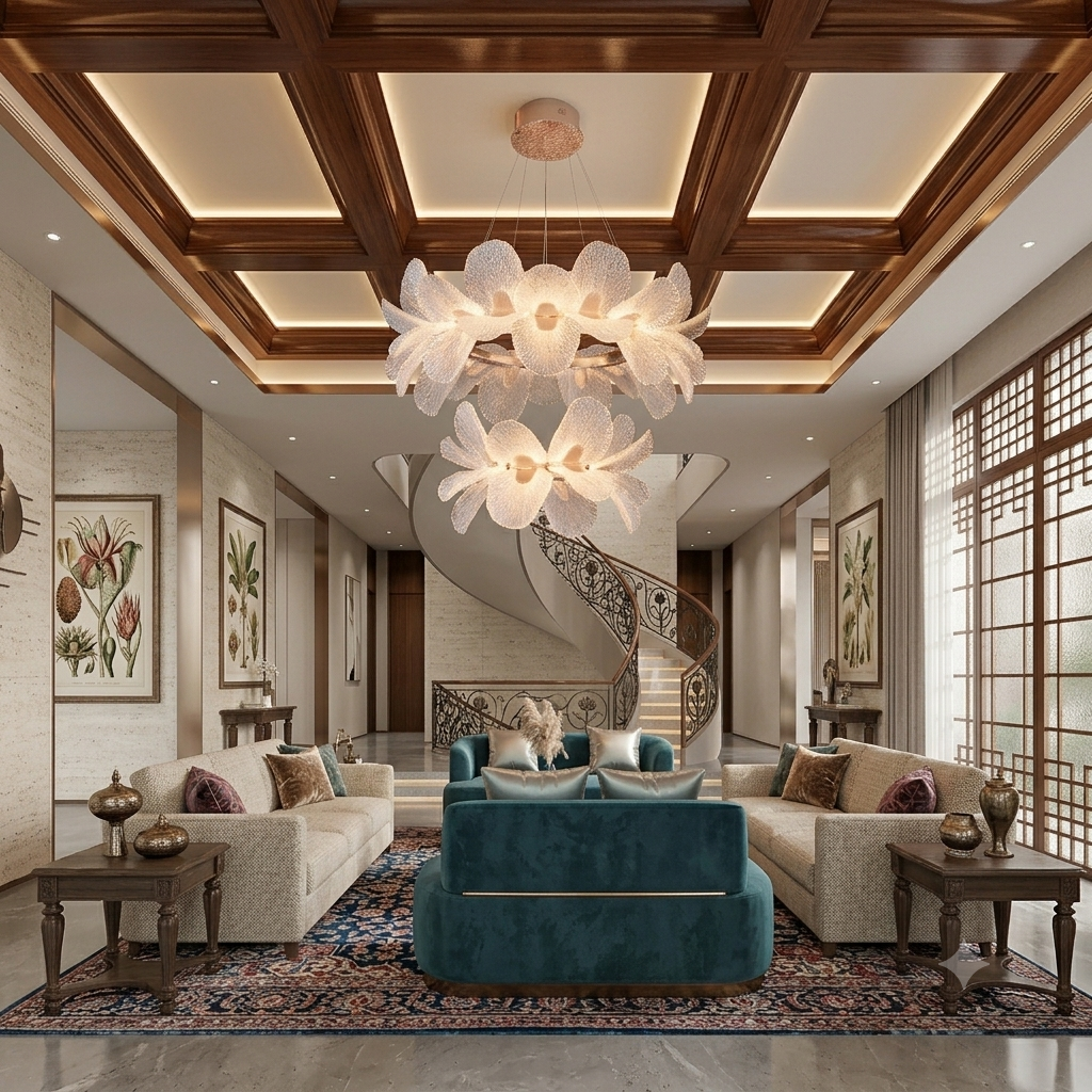 Modern 2-Tier Acrylic Gingko Leaf LED Chandelier – Gold Steel Base, Adjustable Height