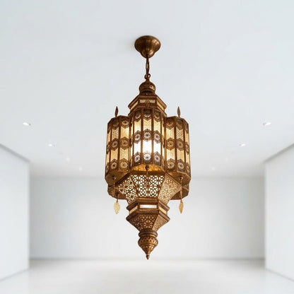 Moroccan Hanging Lantern Light – Metal & Acrylic Pendant Lamp for Homes & Restaurants