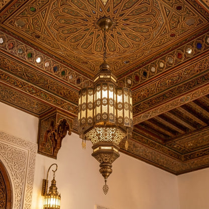 Moroccan Hanging Lantern Light – Metal & Acrylic Pendant Lamp for Homes & Restaurants