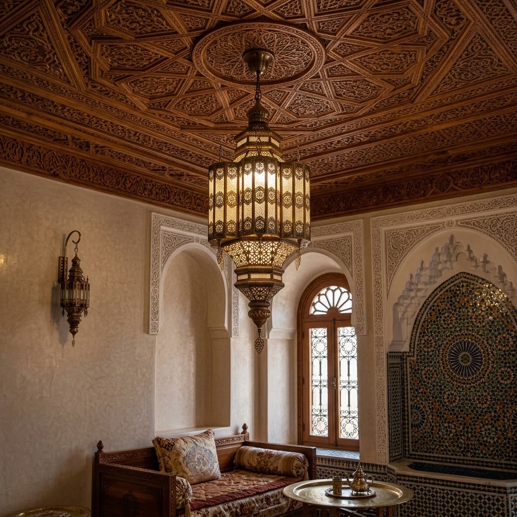 Moroccan Hanging Lantern Light – Metal & Acrylic Pendant Lamp for Homes & Restaurants