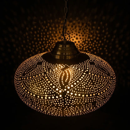 Handmade Moroccan Brass Pendant Light | Perforated Dome Chandelier 50 C.M