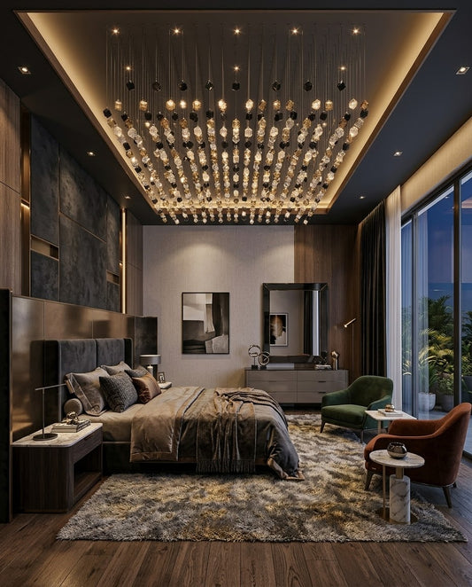 Custom 3-Tone Glass Cube Chandelier (3m x 1.5m) | Large Modern Ceiling Light