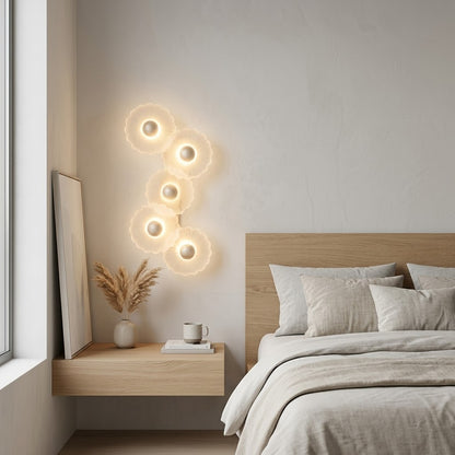 Round Flower Shape Decorative Wall Light — 5-Glow Frosted Glass S-Shape Accent Lamp