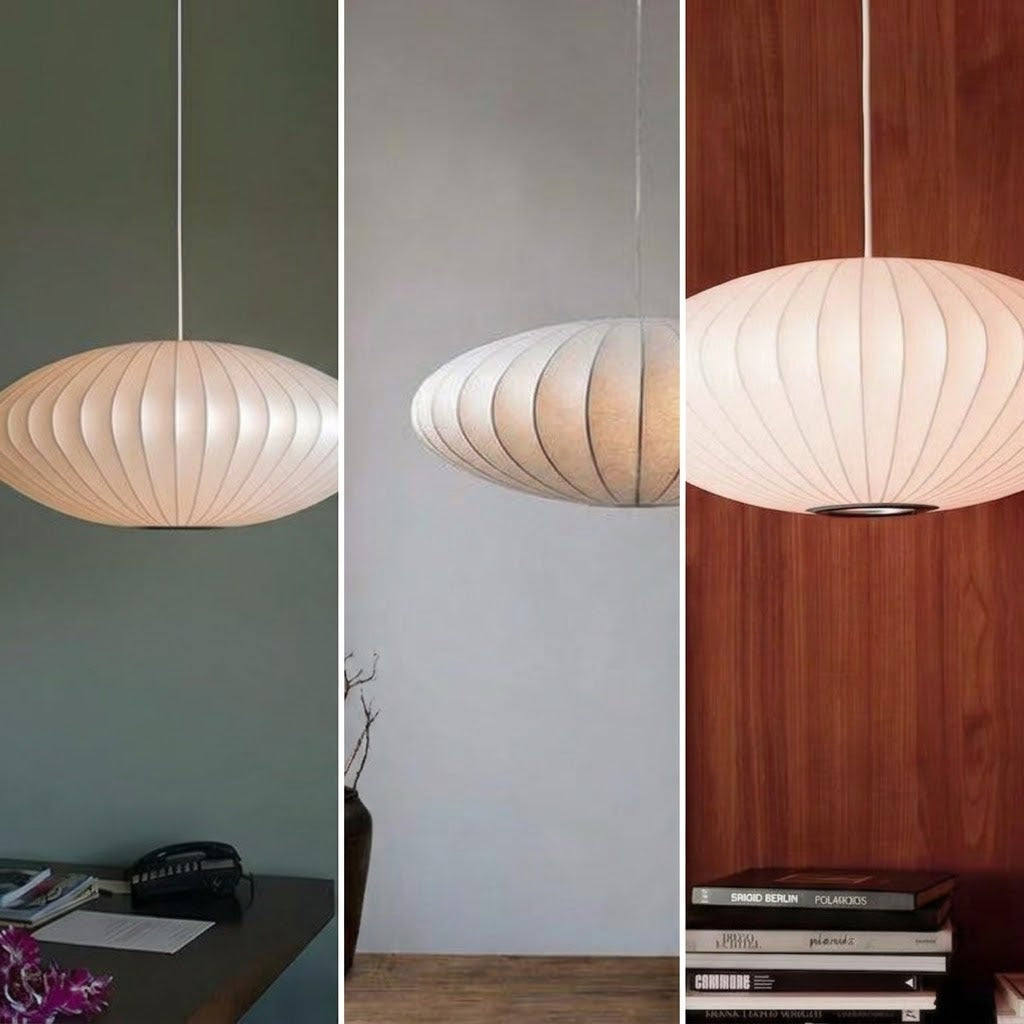Mid-Century Modern Oval Pendant Lamp – Soft Cocoon Glow
