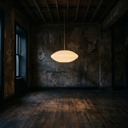 Mid-Century Modern Oval Pendant Lamp – Soft Cocoon Glow