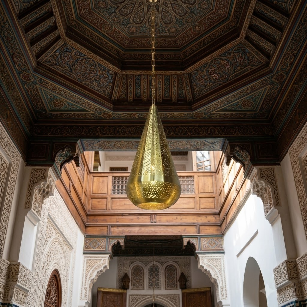 Moroccan Oval Brass Pendant Light