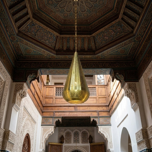 Moroccan Oval Brass Pendant Light