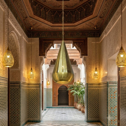 Moroccan Oval Brass Pendant Light