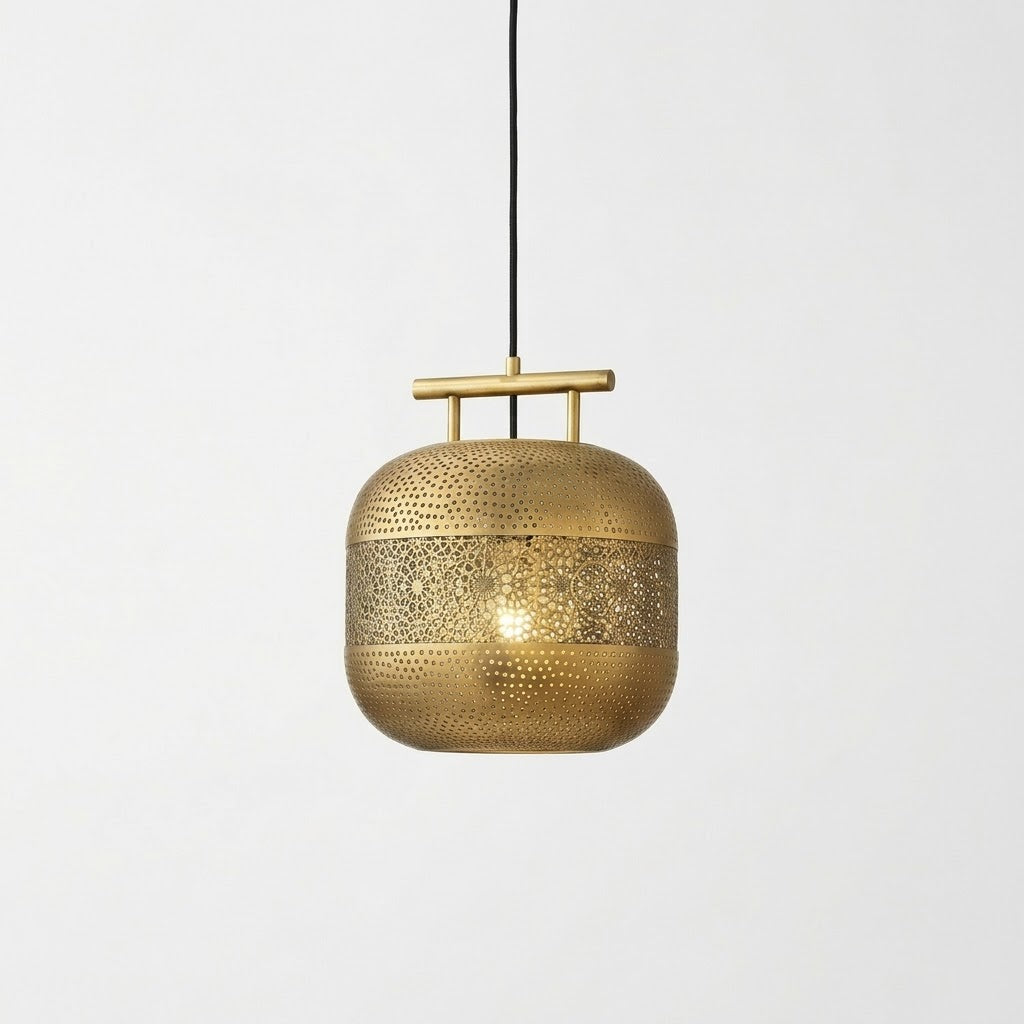 Luxury Moroccan Brass Pendant Light – Handcrafted Perforated Hanging Lantern