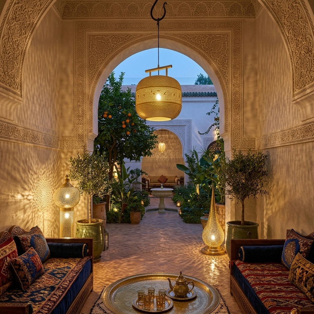 Luxury Moroccan Brass Pendant Light – Handcrafted Perforated Hanging Lantern
