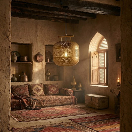 Luxury Moroccan Brass Pendant Light – Handcrafted Perforated Hanging Lantern