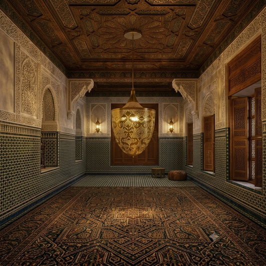 Moroccan Brass Pendant Light – Modern Filigree Hanging Lantern Lamp