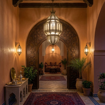 Luxury Arabic Hanging Lantern – Moroccan Style Metal & Glass Pendant Light