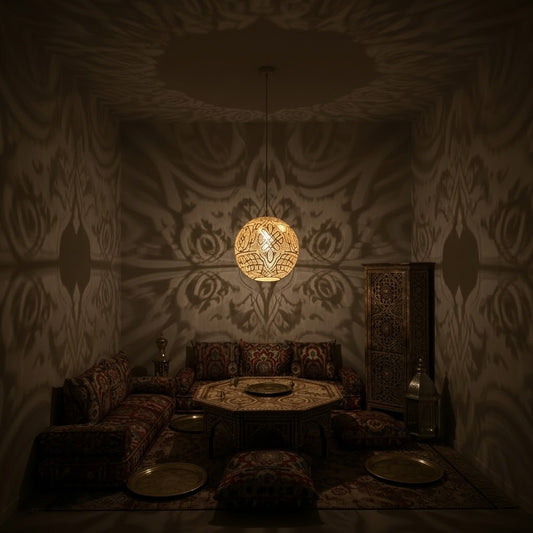 Moroccan Brass Globe Pendant Light Round Ball Shape