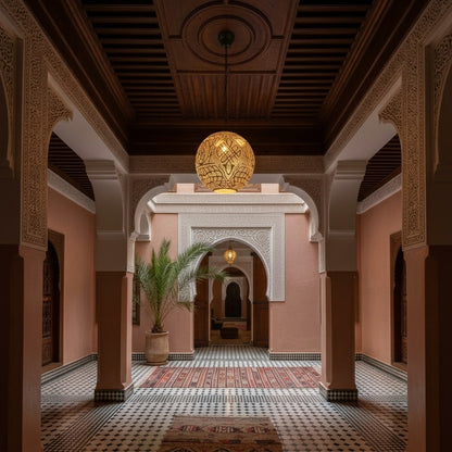 Moroccan Brass Globe Pendant Light Round Ball Shape