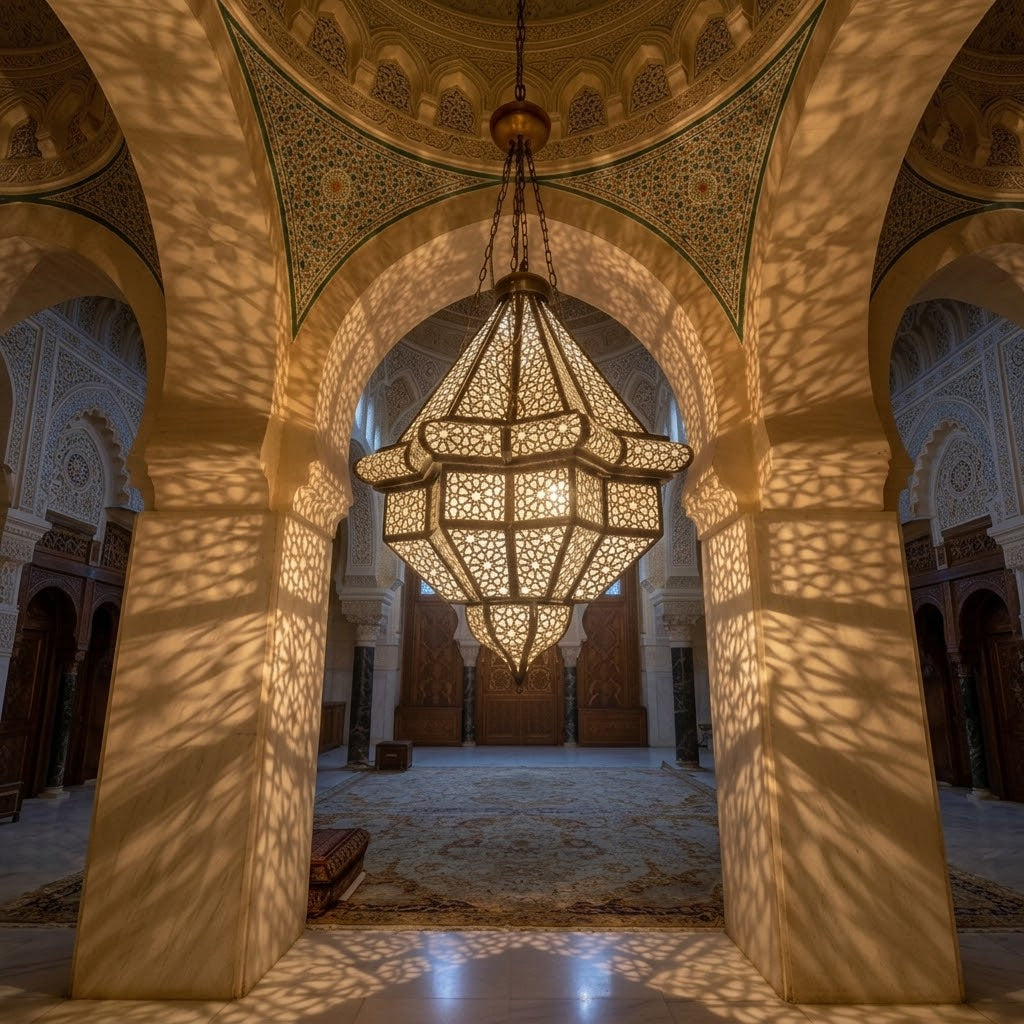 The Sultan’s Radiance – Hand-Etched Moroccan Brass Lantern