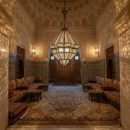 The Sultan’s Radiance – Hand-Etched Moroccan Brass Lantern