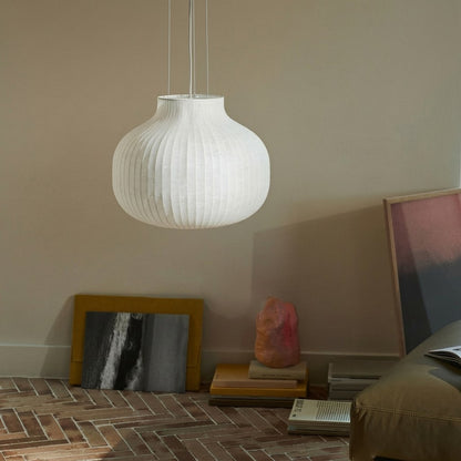 Muuto-Inspired Ribbed Globe Pendant Light – Soft Minimalist Statement for Modern Interiors