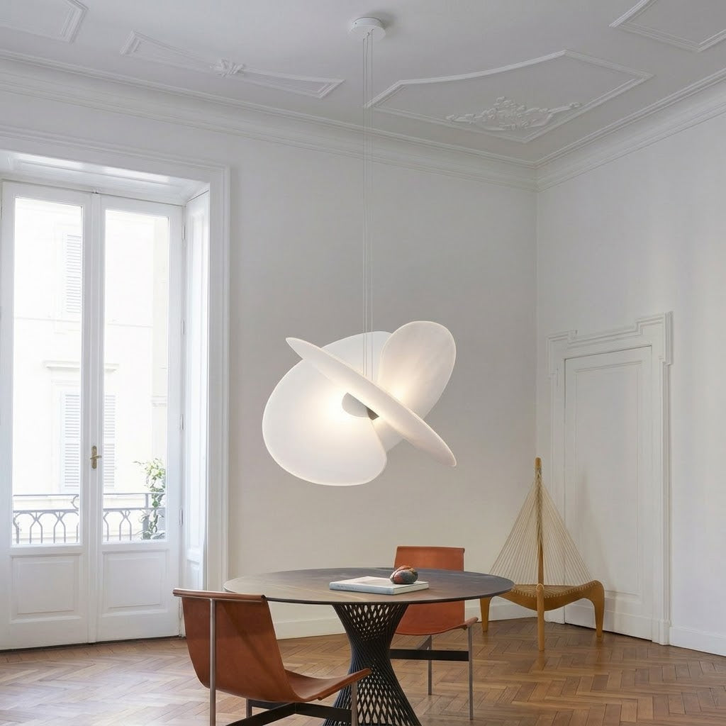 Modern Magnetic PET Fan Chandelier – Lightweight Statement Light With Silk Effect