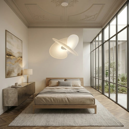 Modern Magnetic PET Fan Chandelier – Lightweight Statement Light With Silk Effect