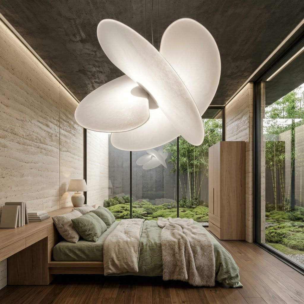Modern Magnetic PET Fan Chandelier – Lightweight Statement Light With Silk Effect