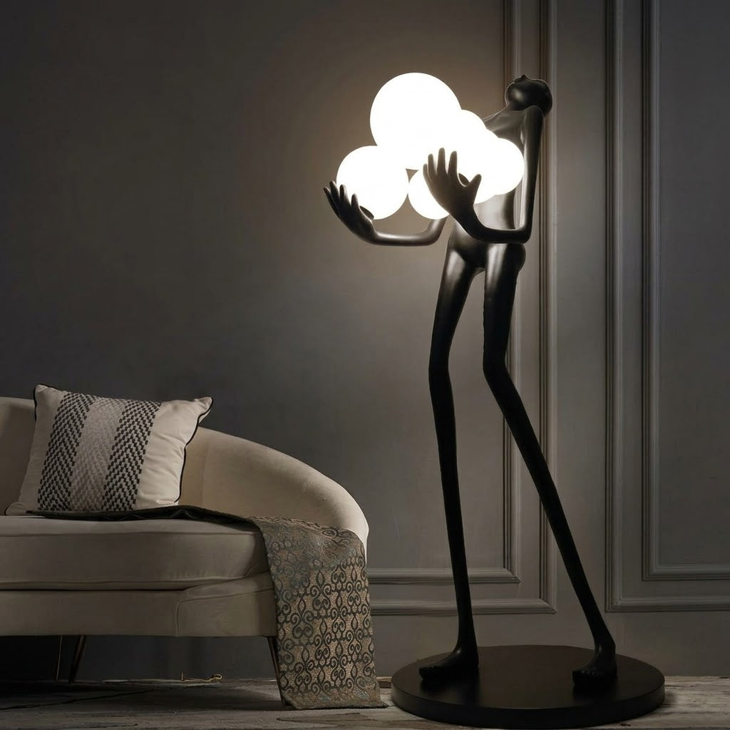 Sculpture Floor Lamp with Globe Lights