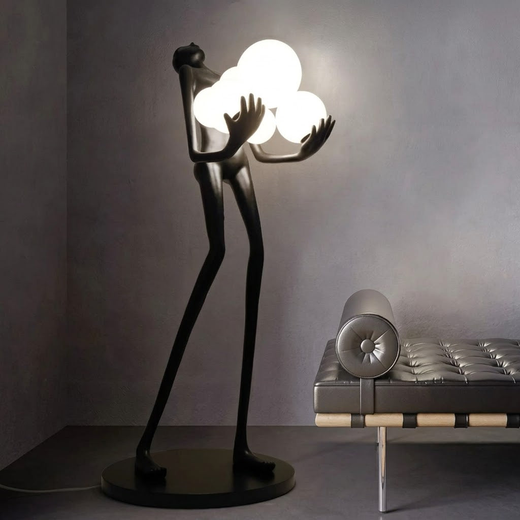 Sculpture Floor Lamp with Globe Lights