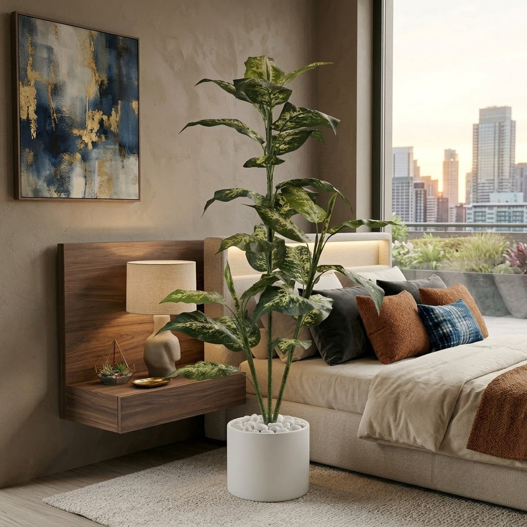 Evergreen Plant with Decorative White Pot – Realistic Indoor Luxury Tree