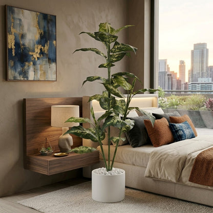 Evergreen Plant with Decorative White Pot – Realistic Indoor Luxury Tree