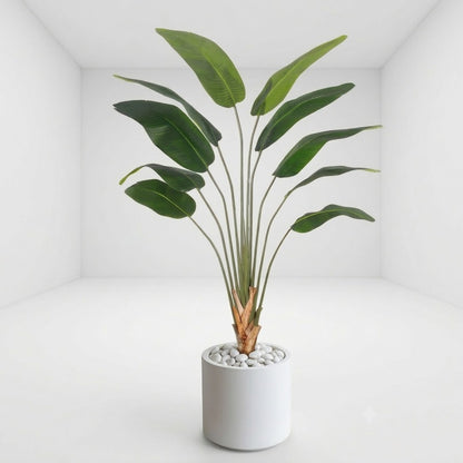 2M Waterproof Artificial Butterfly Banana Tree - White Ceramic Pot