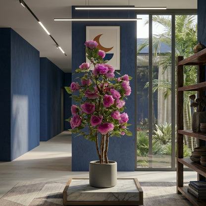 Botanical Elegance Handmade Faux Pink Rose Tree