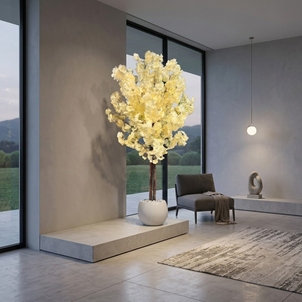 Premium Artificial Cherry Blossom Tree - 150cm Tall, Yellow/Pink Blossoms