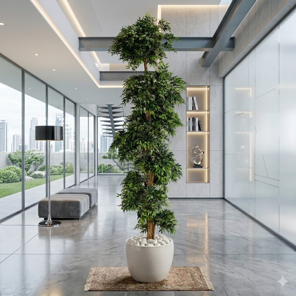 Large Artificial Fruticosa Ficus Tree Flexible Wired Stems & Lifelike Silk Foliage